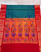 Chintamani Colour Peacock Paithani with Contrast  Blouse