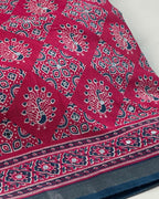 Pink Colour Ajrakh Print Mirror work Saree