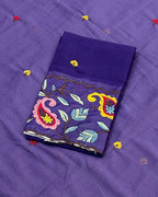 Lavender Colour Shimmer Georgette Thread Work Saree