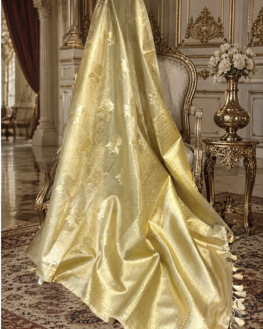 Golden Colour Rekha Tissue Silk Saree