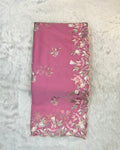 Onion Pink Colour Crunchy Silk Thread Work Saree
