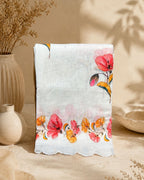 White Colour Linen Cotton Digital Printed Saree