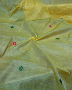 Yellow Colour Cotton Meenakari Work Saree