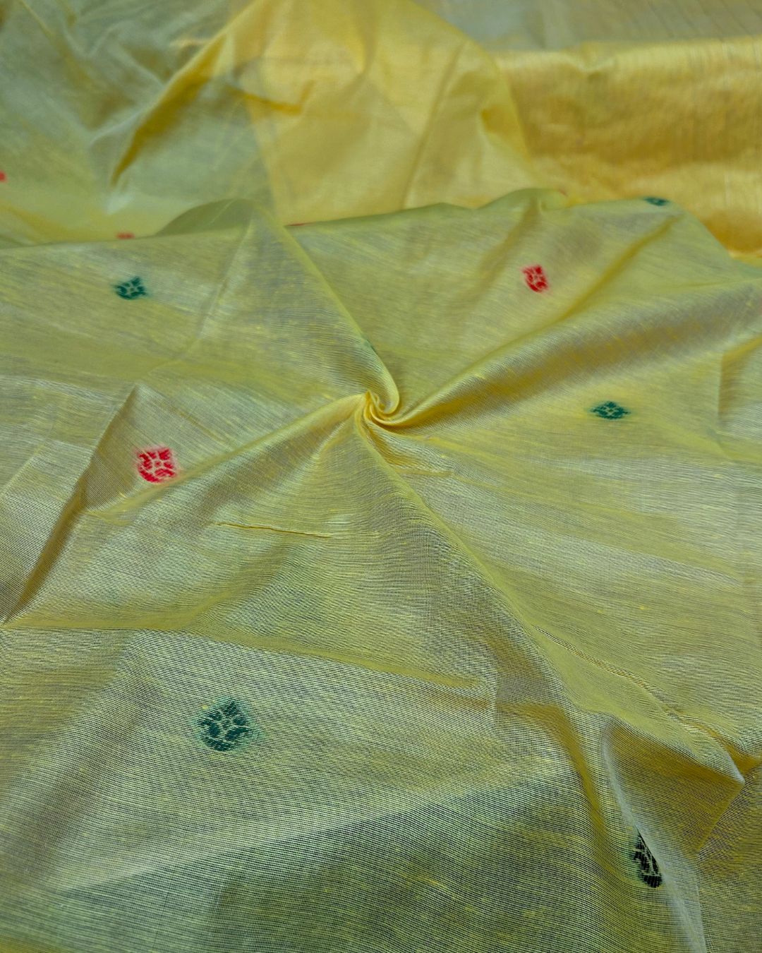 Yellow Colour Cotton Meenakari Work Saree