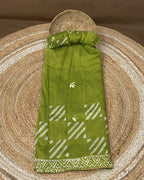 Parrot Green Colour Batik Cotton Saree