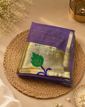 Lavender Colour Cotton Jamdani Saree with Sequin Work