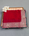 Dark Pink Colour Art Silk Work Saree with Contrast Blouse
