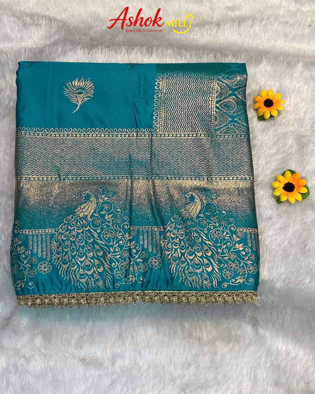 Chintamani Colour Soft Satin Silk Saree With Moti Border