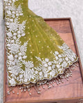 Olive Yellow Colour Shimmer Fandy Saree