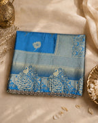 Blue Colour Soft Silk Saree With Moti Border