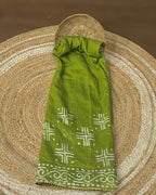 Parrot Green Colour Batik Cotton Saree