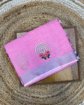 Blush Pink Colour Linen Cotton Saree