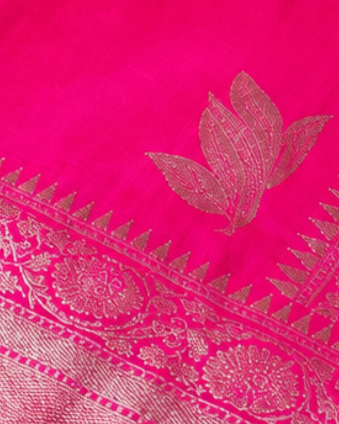 Rani Pink Colour Semi Silk Saree with Golden Rich Border