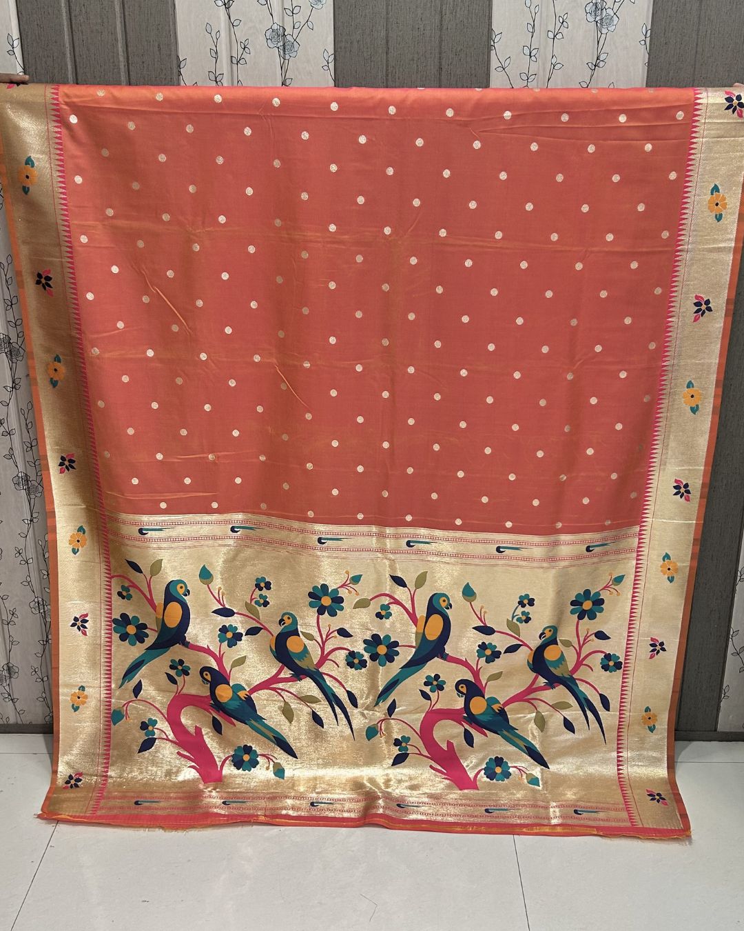 Orange Colour Bamboo Paithani Saree M 15237
