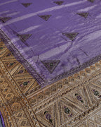 Lavender Colour Shimmer Georgette Dual Shine Wok Border Saree