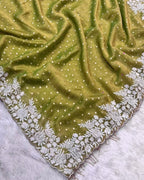 Olive Yellow Colour Shimmer Fandy Saree