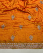 Mango Yellow Colour Vichitra Silk Wok Saree