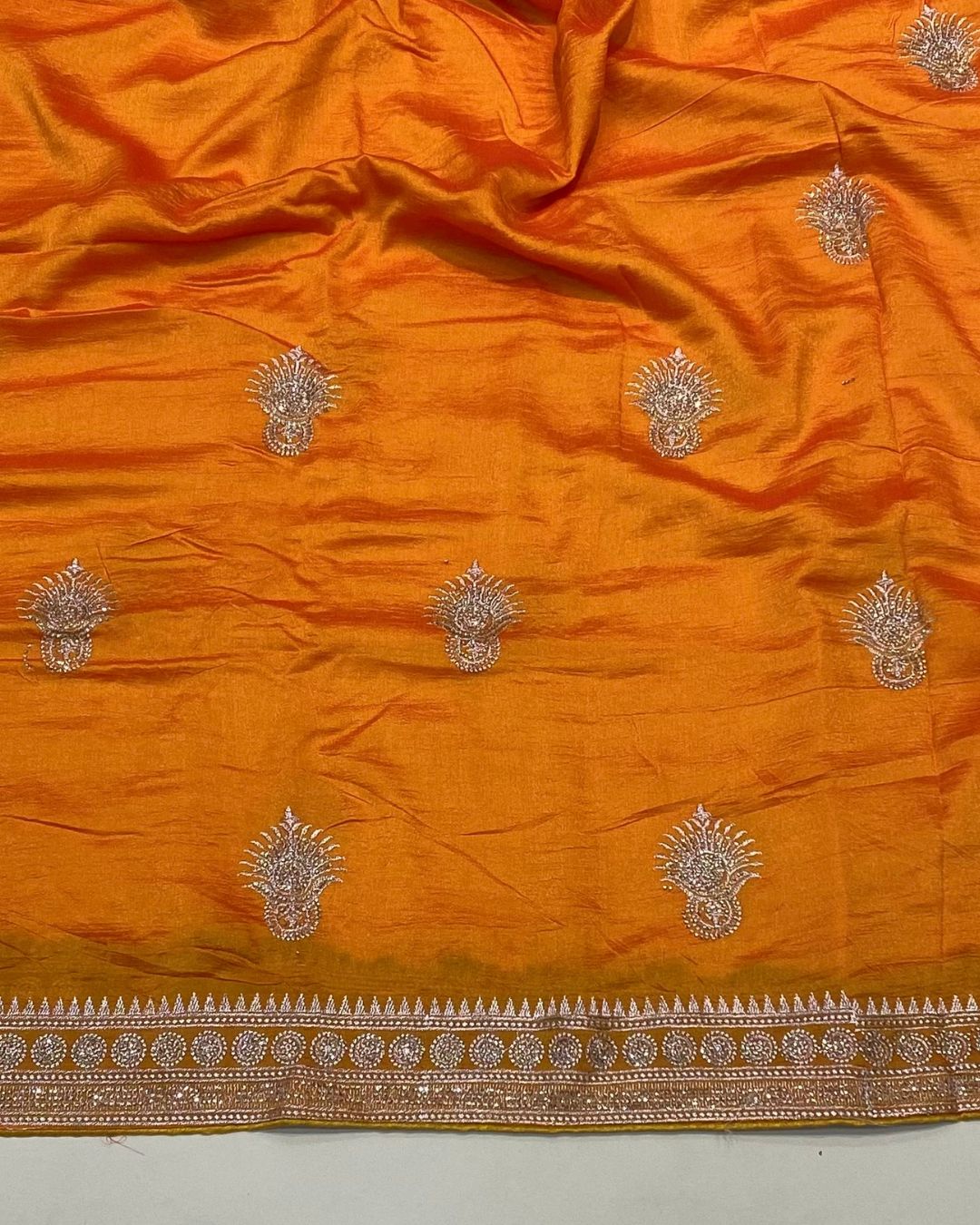 Mango Yellow Colour Vichitra Silk Wok Saree
