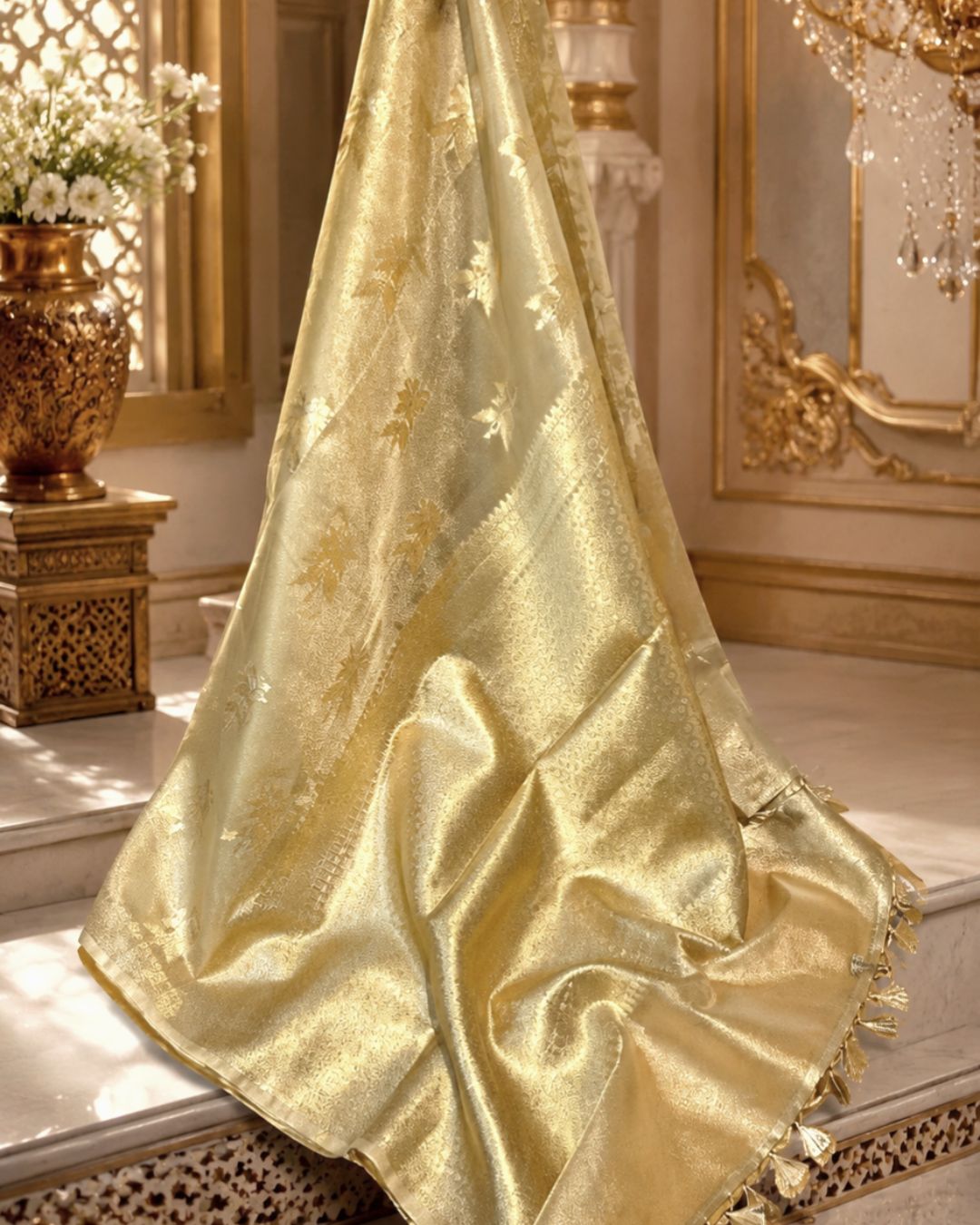 Golden Colour Rekha Tissue Silk Saree