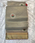 Silver Grey Colour Tissue Silk Saree