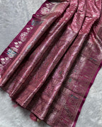 Peach Pink Colour Paithani Silk Saree with Multicolour Peacock Design
