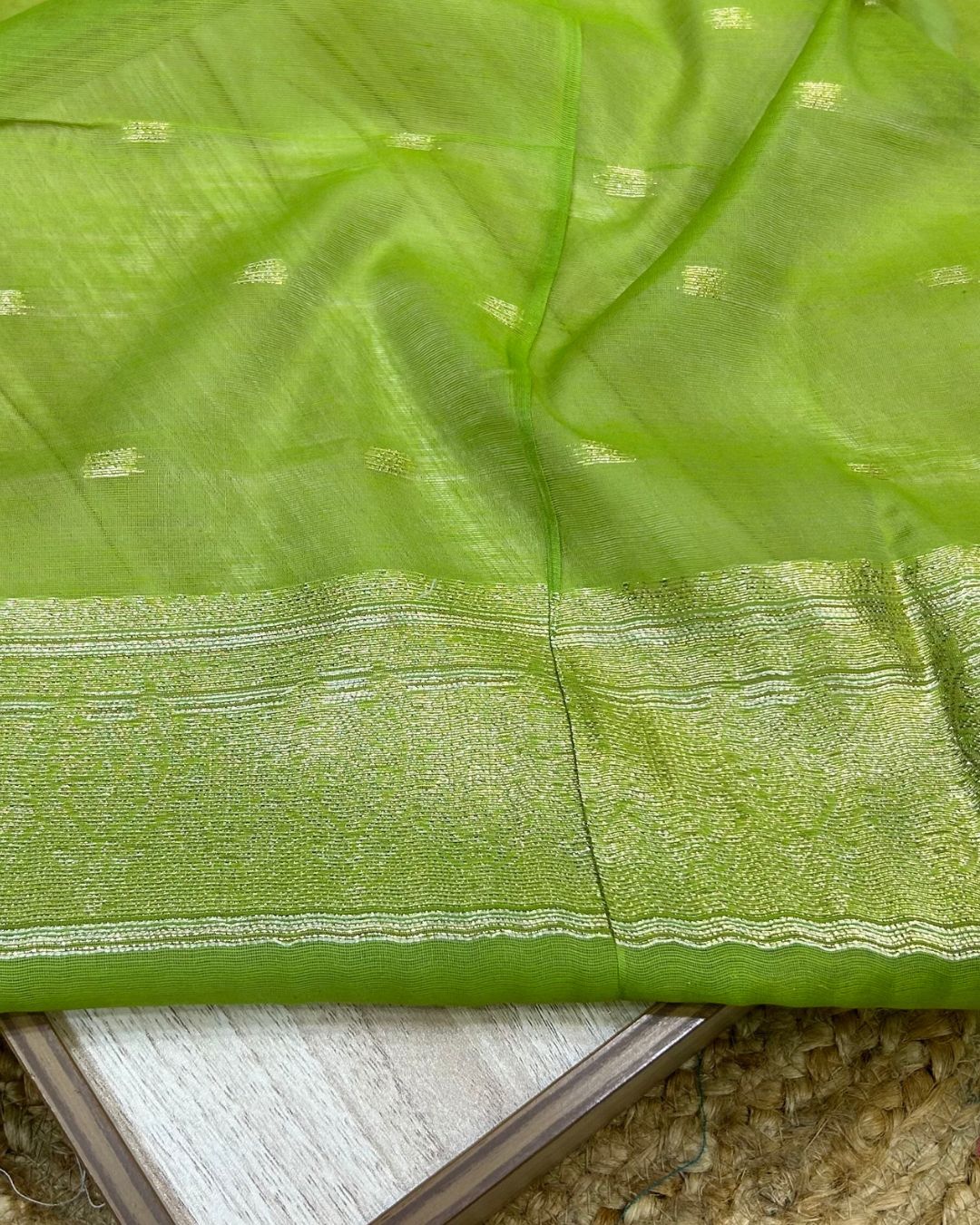 Pastel Green Colour Semi Silk Zari Saree