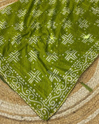Parrot Green Colour Batik Cotton Saree
