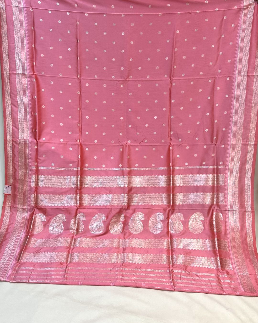 Peach Pink Colour Soft Peshwai Saree