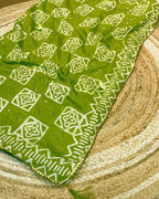 Parrot Green Colour Batik Cotton Saree
