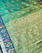Sea Blue Colour Dual-Shade Saree with Patola Design Border