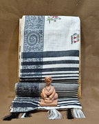 Off White Colour Cotton Warli Design Saree