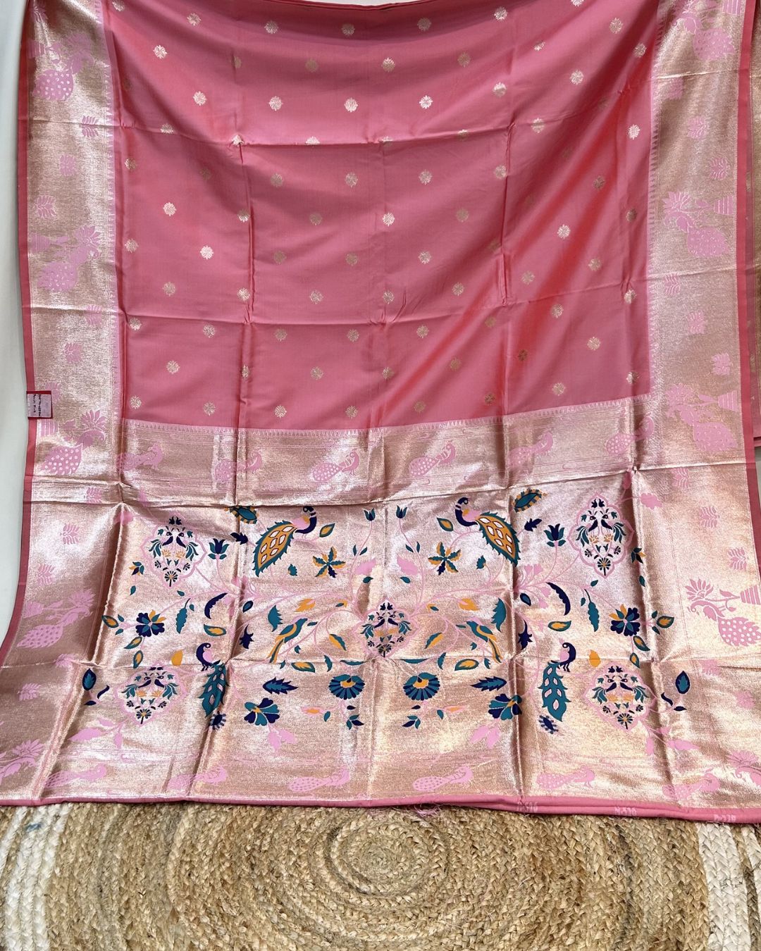 Peach Pink Colour Silk Paithani Saree