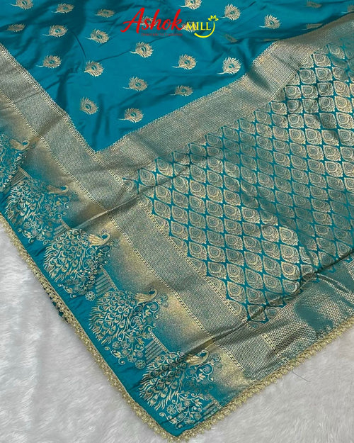 Chintamani Colour Soft Satin Silk Saree With Moti Border