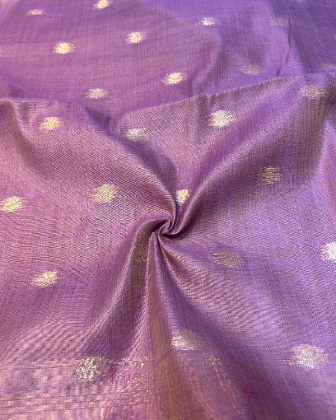 Lavender Colour Cotton Jamdani Saree with Sequin Work