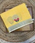 Golden Beige Colour Linen Cotton Saree