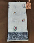 Off White Colour Cotton Warli Design Saree