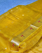 Mustard Yellow Colour Jamdani Cotton Saree