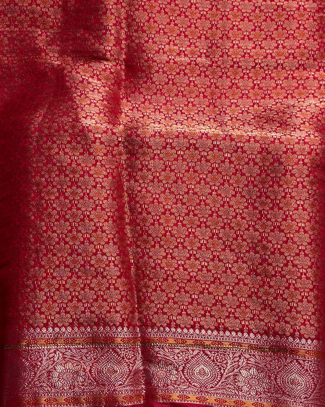 Cherry Pink Colour Shimmer Georgette Saree With Swarovski Work