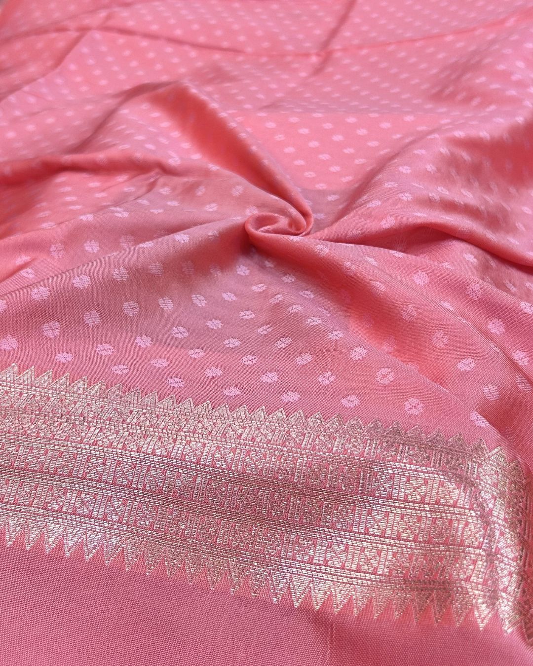 Peach Pink Colour Soft Peshwai Saree