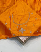 Mango Yellow Colour Vichitra Silk Wok Saree