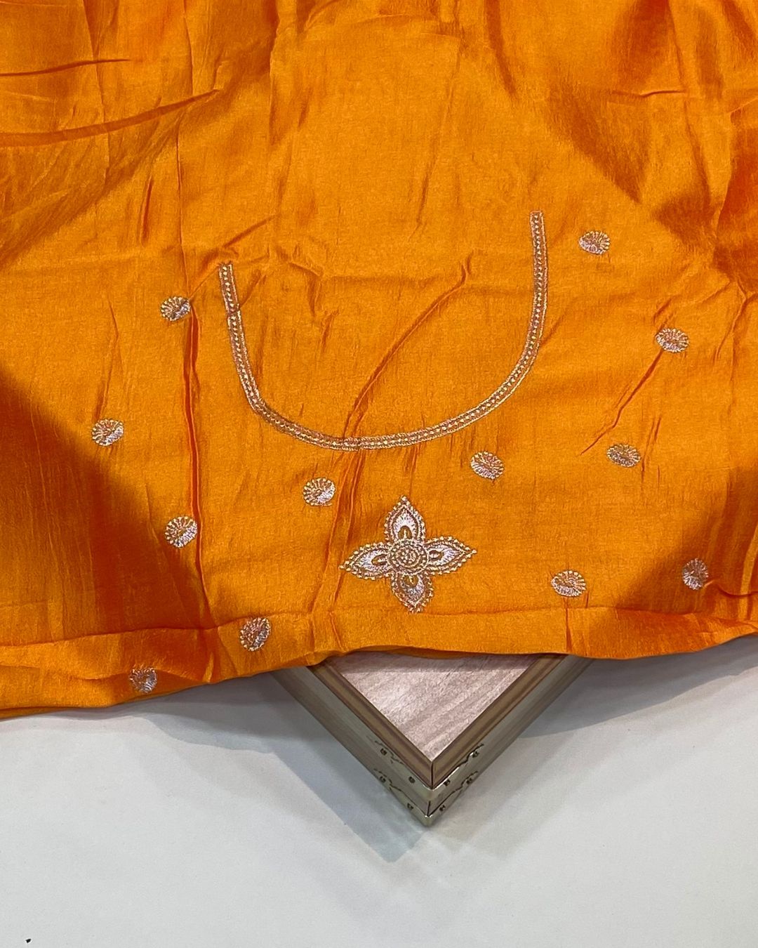 Mango Yellow Colour Vichitra Silk Wok Saree