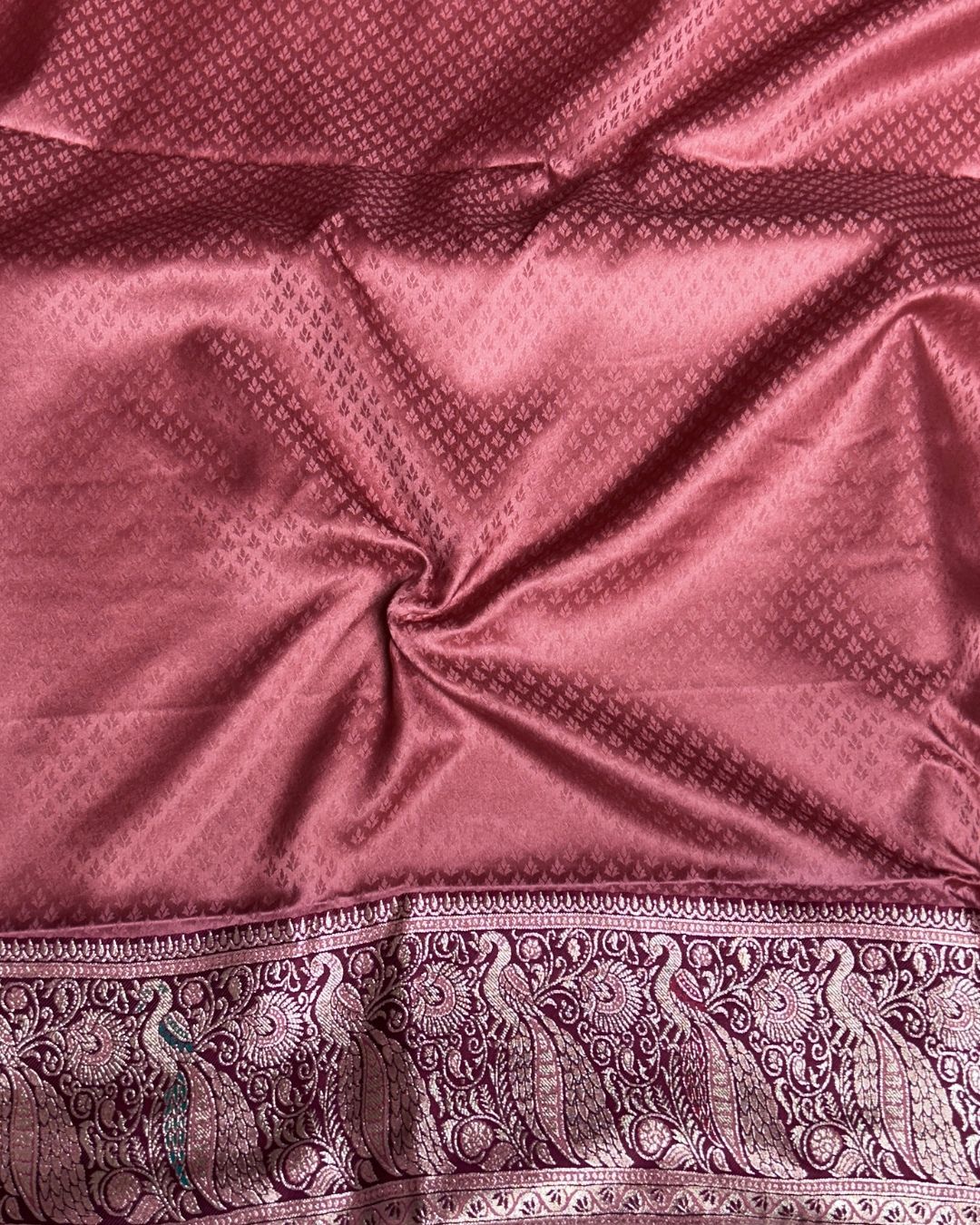 Peach Pink Colour Paithani Silk Saree with Multicolour Peacock Design