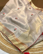 Silver Grey Colour Tissue Silk Saree