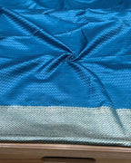 Blue Colour Soft Silk Saree With Moti Border