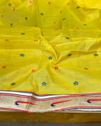 Yellow Colour Cotton Meenakari Work Saree