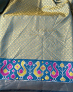 Sea Blue Colour Dual-Shade Saree with Patola Design Border