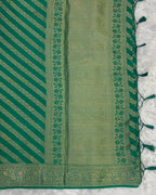 Olive Green Colour Vichitra Silk Swarovski Work Saree