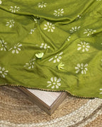 Parrot Green Colour Batik Cotton Saree