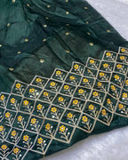 Yellow Colour Chiffon Saree With Contrast Blouse