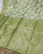 Pastel Green Colour Semi Silk Zari Saree